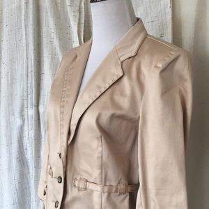 THALIN beige orange stitched cotton stretchy jacket 4